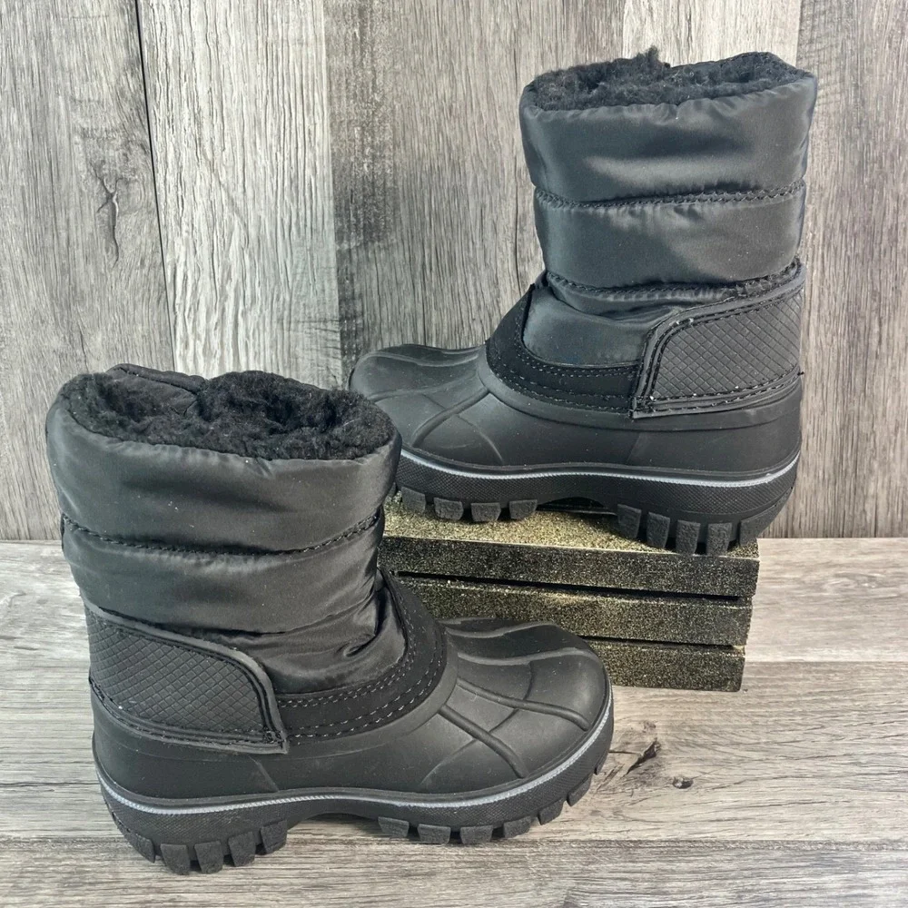 Lands End Toddler Snow Boots Black Insulated Waterproof 5M 550824 Duck Boots
